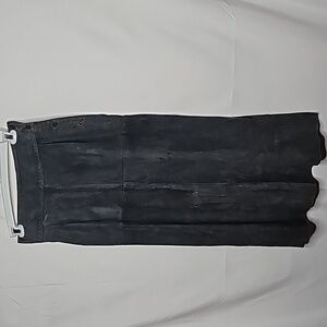 Calvin Klein suede leather gray maxi skirt button on side sz 12